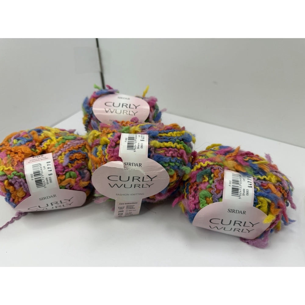 Sirdar Curly Wurly Wool Blend Chunky Boucle Yarn Rainbow Multicolor Lot Of 4